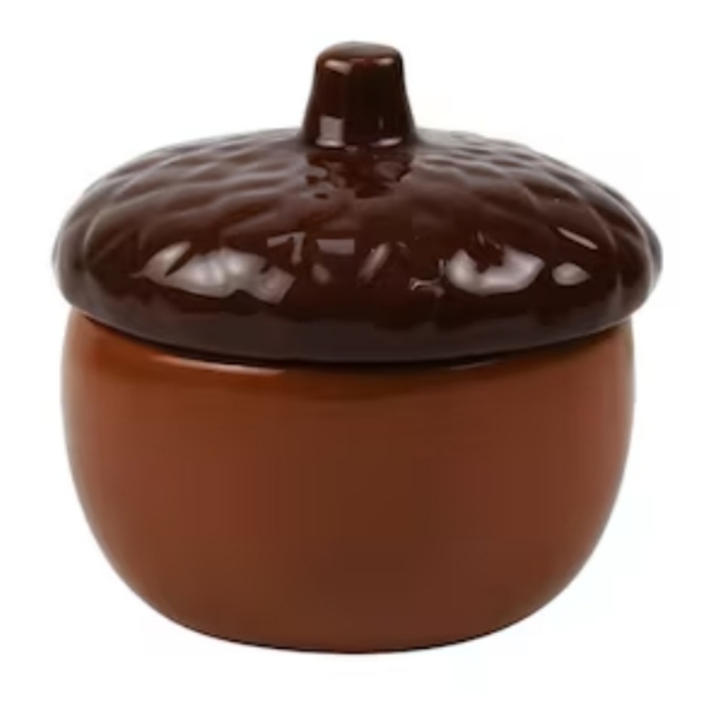 Fall Halloween Glazed Acorn Trinket with Lid Home Decor Candle Making Holiday